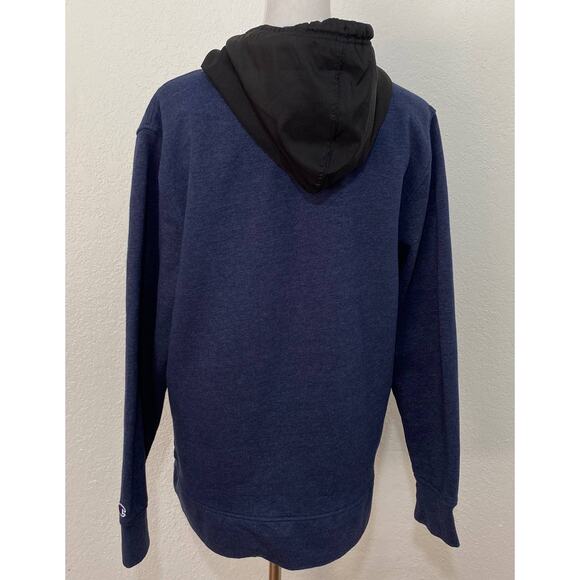 Champion Size L Black Navy Color Block Half Zip Hoodie Long Sleeve Athleisure - Picture 6 of 11